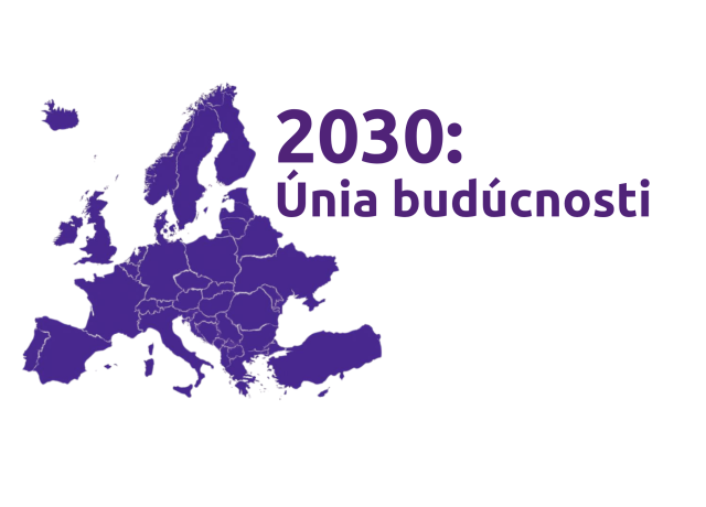 Mapa EÚ s popisom 2030 únia budúcnosti